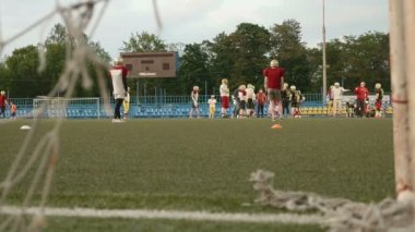 Minsk, Beyaz Rusya - 26 Mayıs 2016: futbol kapılar ve Amerikan futbolu.