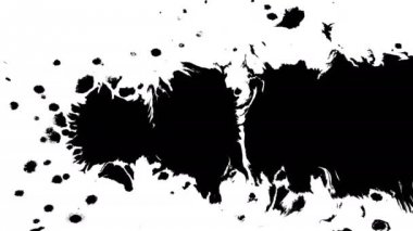 Sağdan sola ıslak kağıt 02 üzerinde birkaç mürekkep damlaları