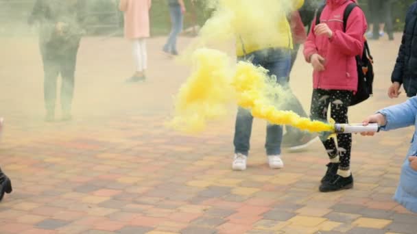 Фестиваль кольорового диму - сповільнення 180 к/с — стокове відео