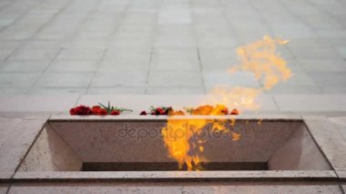 Minsk, Beyaz Rusya - slowmotion zafer meydanında sonsuz alev 180 fps