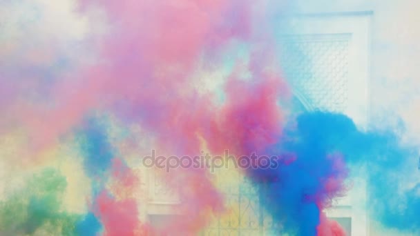 Festival of the colored smoke - slowmotion 180 fps — Stock Video