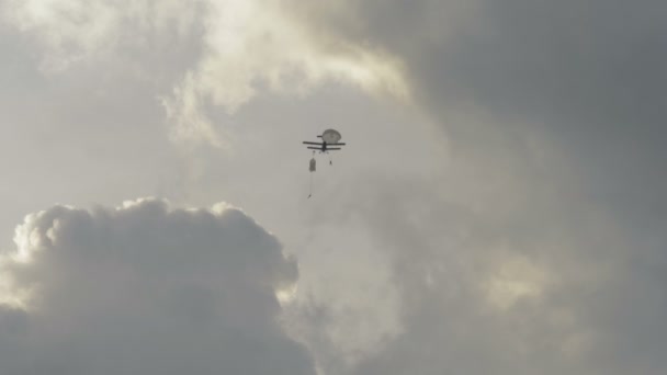 Fallskärmsjägare hoppning från flygplan - slowmotion 60fps — Stockvideo