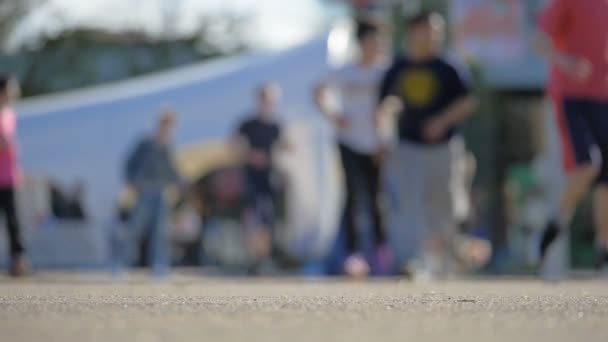 Basketball game on the street - slowmo 180 fps — Stock Video