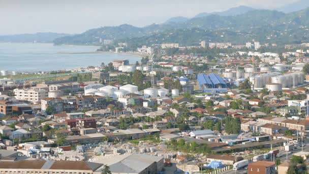 Stad vid Svarta havet. Visa från kabel repet, Batumi, Georgien — Stockvideo