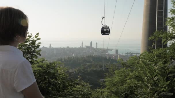 Kabel touw in de bergen, Batumi, Georgië — Stockvideo