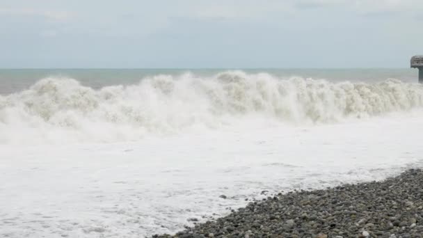 Höga vågor av Svarta havet - Batumi, Georgien — Stockvideo