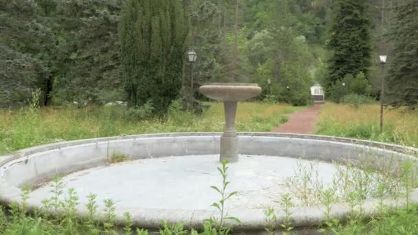 Rund um den antiken Brunnen im Park des Romanov-Palastes - borjomi, georgia — Stockvideo