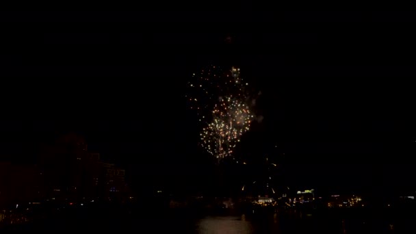 Feux d'artifice dans la nuit de ville 