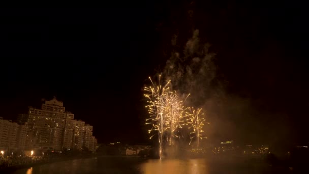 Πυροτεχνήματα το βράδυ της πόλης — Αρχείο Βίντεο