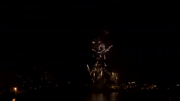 Fuochi d'artificio nella notte della città — Video Stock