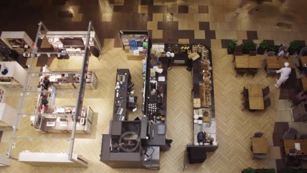 Вид зверху кафе в супермаркеті в часовий пояс — стокове відео
