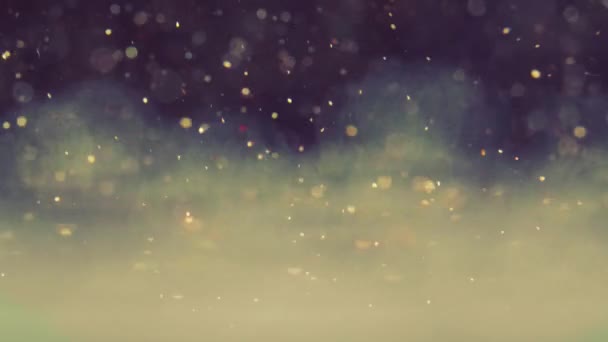 Particelle d'oro astratte con bokeh sfocato sfocato muove caos, fiocchi di neve — Video Stock