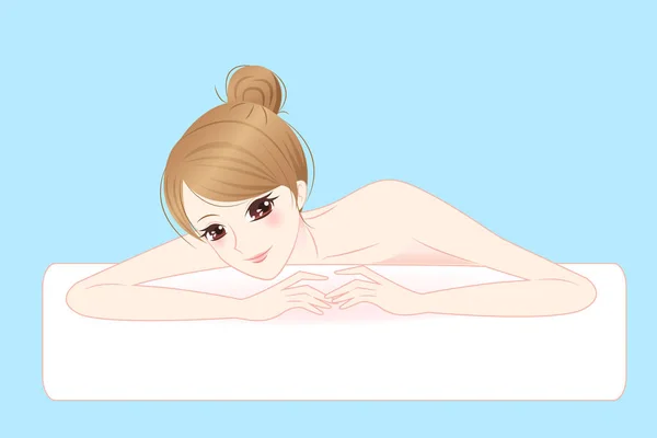 Cartoon woman enjoy do spa — Stock Vector