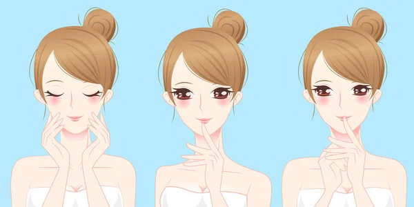 Cartoon beauty skincare woman — Stock Vector