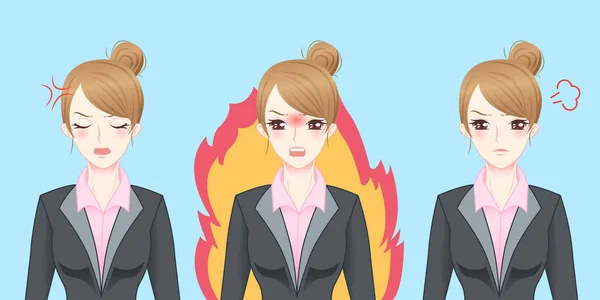 Desene animate femeie de afaceri se simt furios — Vector de stoc