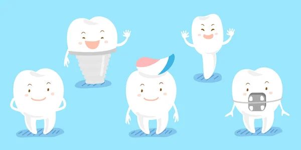 Cute cartoon tooth feel happily — Stock Vector