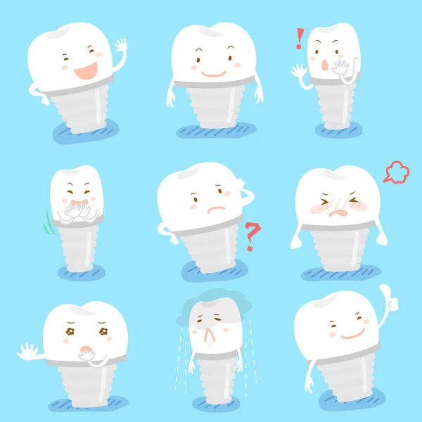 Tooth implant do different emoji — Stock Vector