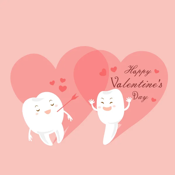 Карикатурные зубы на день святого Валентина — стоковый вектор