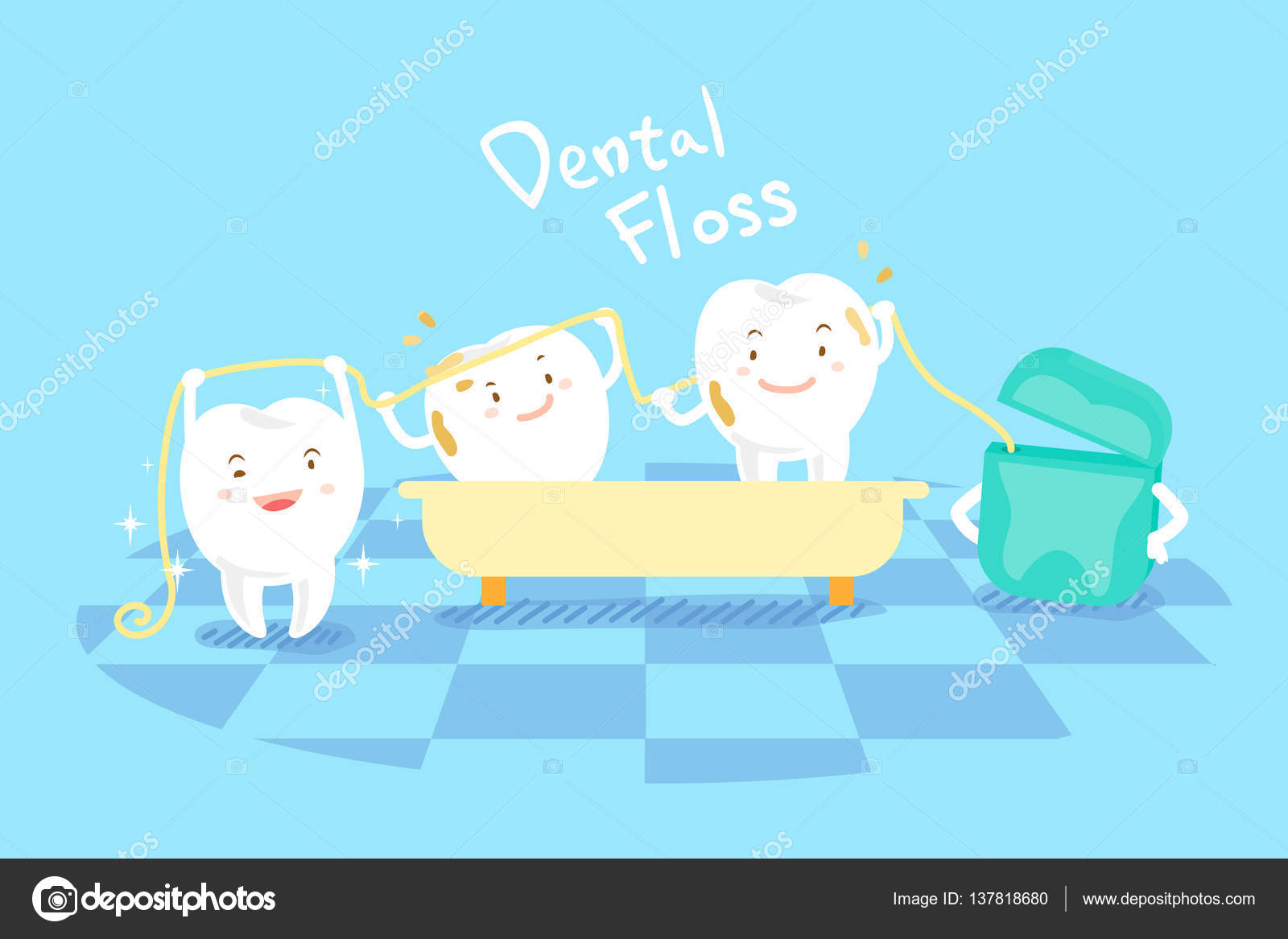 Cartoon tooth with dental floss Stock Vector Image by ©estherqueen999  #137818680