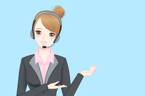 Obchodní žena nosit telefon sluchátka — Stockový vektor