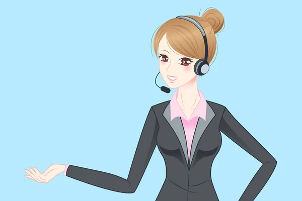 Business woman wear phone headset — Stock Vector