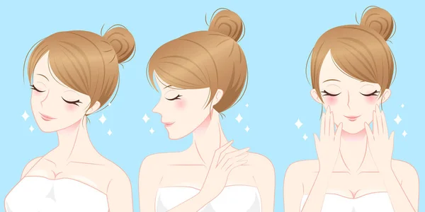 Belleza cuidado de la piel mujer — Vector de stock