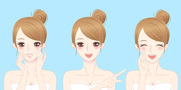 Beleza cartoon skincare mulher — Vetor de Stock