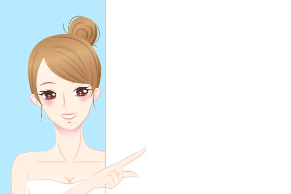 Soins de la peau femme tenir panneau d'affichage — Image vectorielle