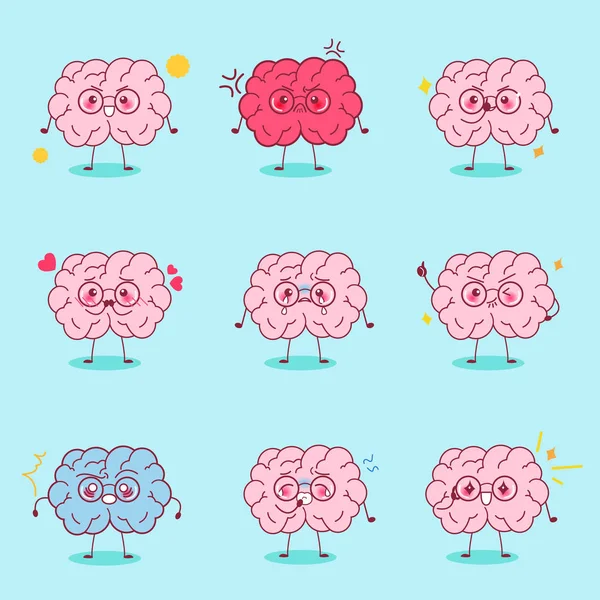 Cérebro dos desenhos animados fazer emoção diferente —  Vetores de Stock