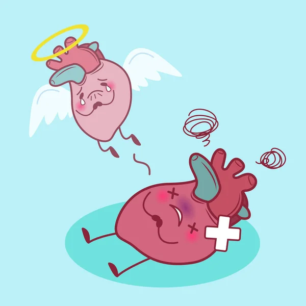 Corazón muerto con infarto de miocardio — Vector de stock