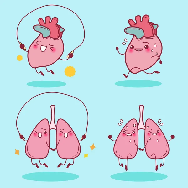 Corazón y pulmón hacen ejercicio — Vector de stock