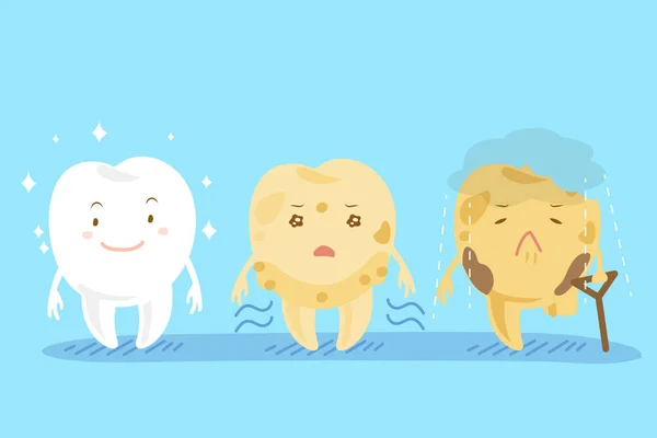 Tres diferentes dientes de dibujos animados lindo — Vector de stock