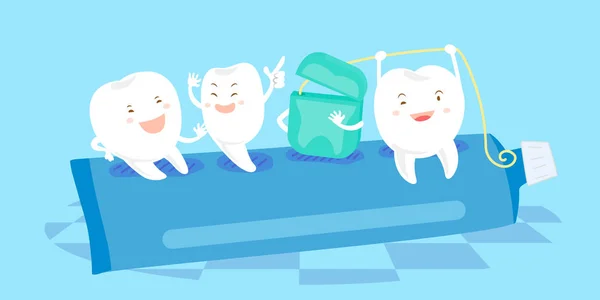 Tanden sitter på tandkräm — Stock vektor