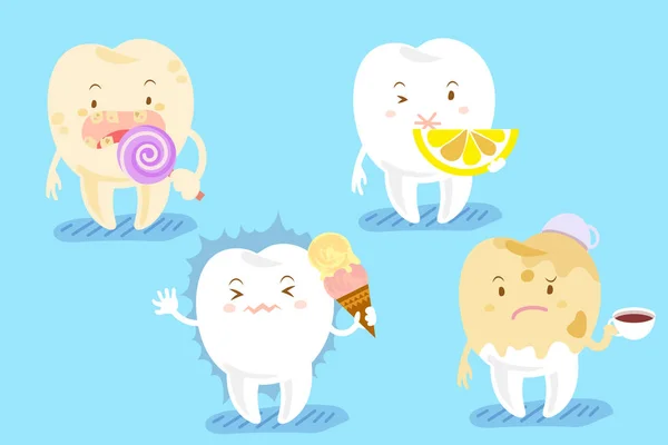 Farklı sorunları olan çizgi film diş — Stok Vektör