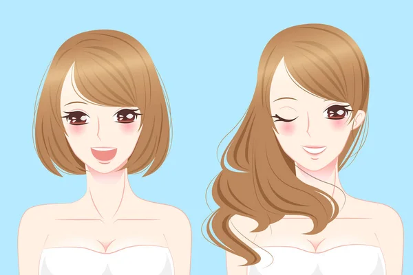 Různé vlasy styl ženy úsměv — Stockový vektor