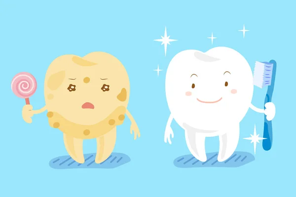 健康的牙齿和牙齿腐烂 — 图库矢量图片