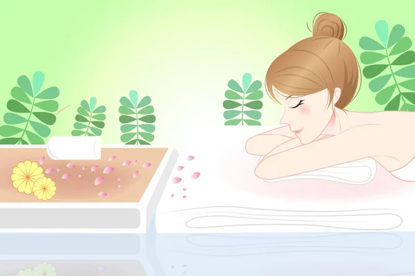 Mulher dos desenhos animados desfrutar do spa — Vetor de Stock