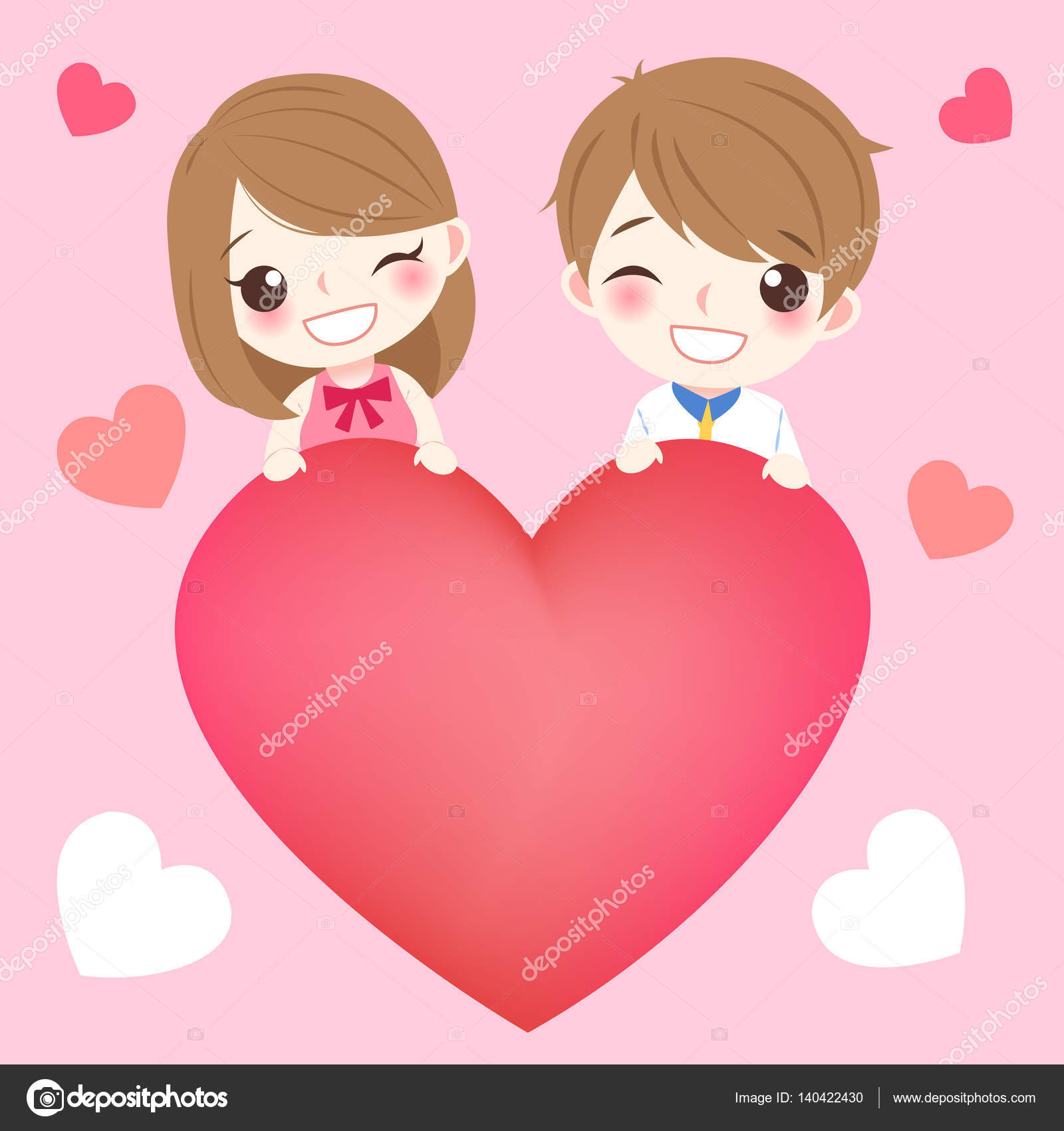 Cute cartoon couple with heart Stock Vector Image by ©estherqueen999  #140422430