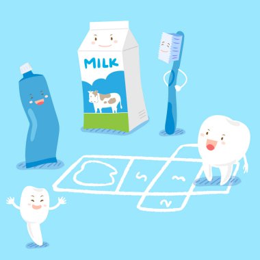 caute karikatür sağlıklı konsepti ile