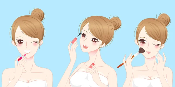 卡通美容护肤女人 — 图库矢量图片