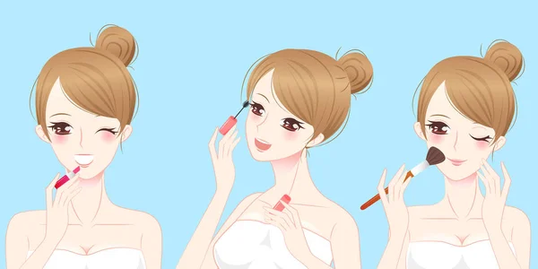 Cartoon schoonheid skincare vrouw — Stockvector