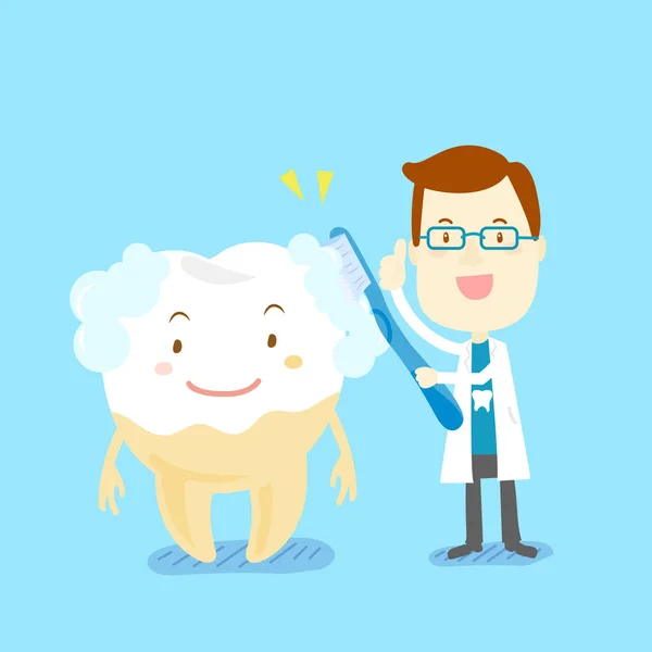Carino cartoni animati medico spazzola dente — Vettoriale Stock