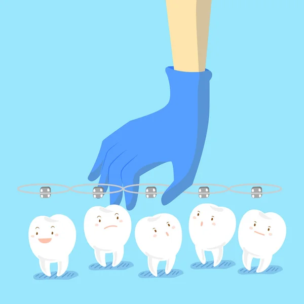 Dokter van de hand plukken tanden — Stockvector