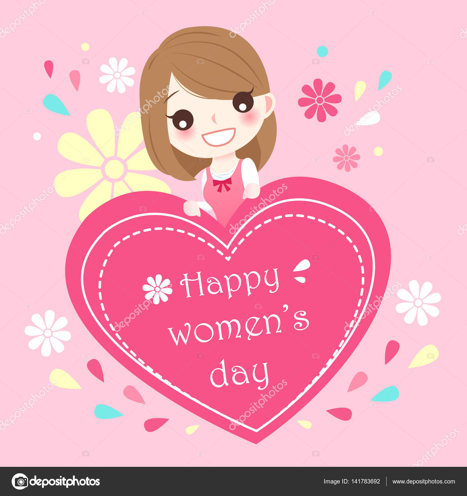 Cute Happy Women S Day Happy Womens Day Stock Vector Image By ©Estherqueen999 #141783692