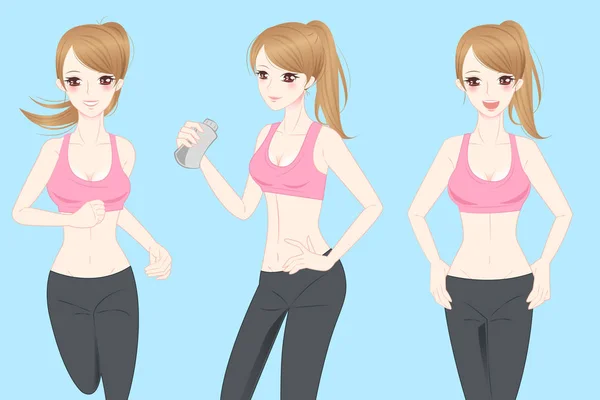 Beauté dessin animé sport femme — Image vectorielle