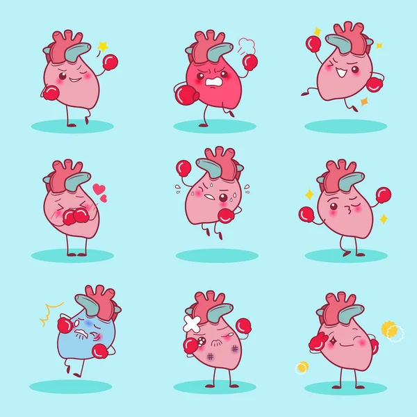 Dibujos animados corazón desgaste boxeo — Vector de stock