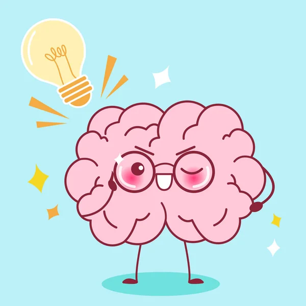 Carino cartone animato cervello intelligente — Vettoriale Stock