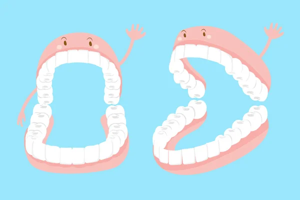 Desenho animado dente falso com gengivas —  Vetores de Stock
