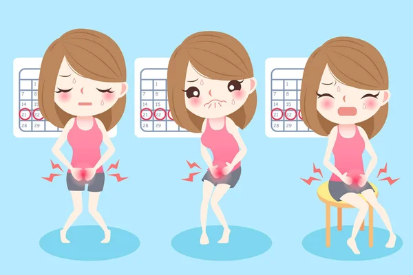 Cartoon woman with menstruation — Stock Illustration Cartoon woman with menstruation Royalty Free Stock Vectors