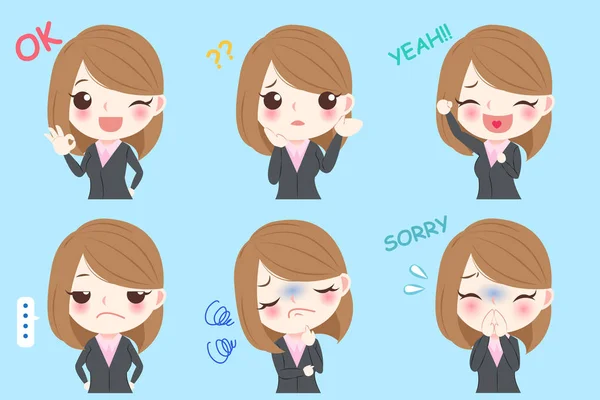 Femme d'affaires faire des émotions différentes — Image vectorielle
